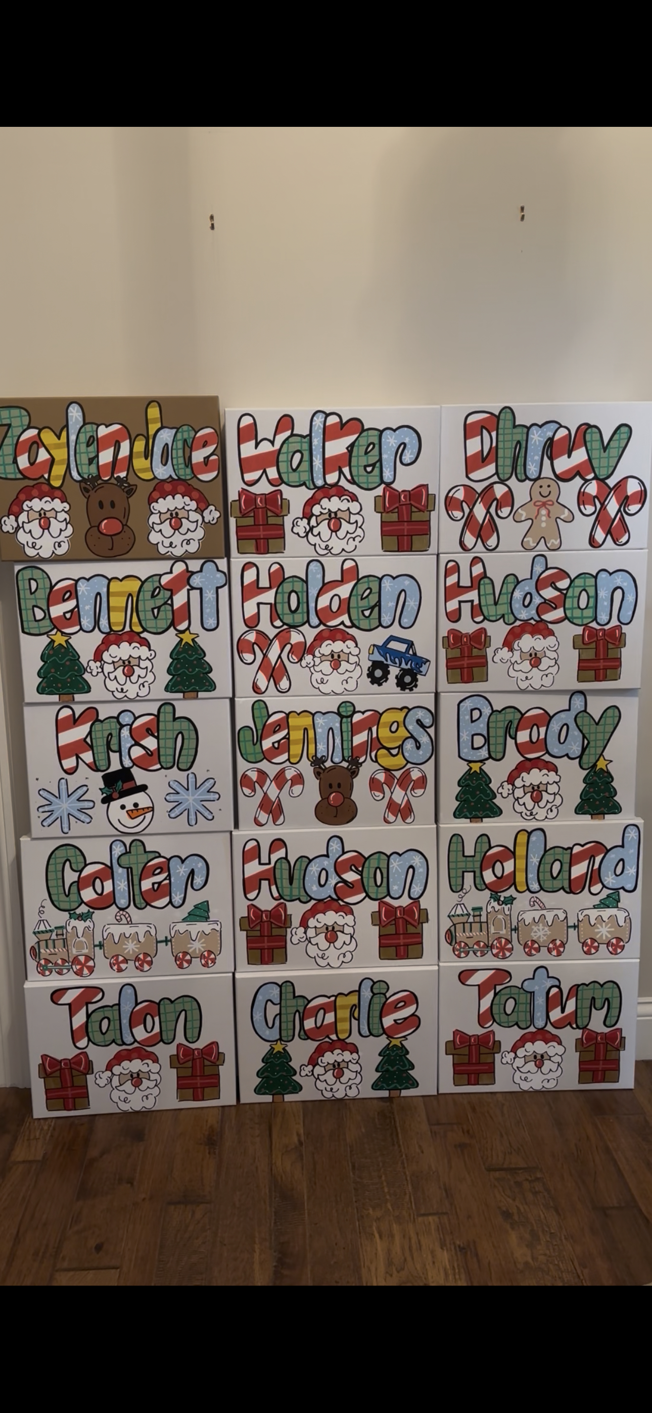Christmas name signs hand-painted