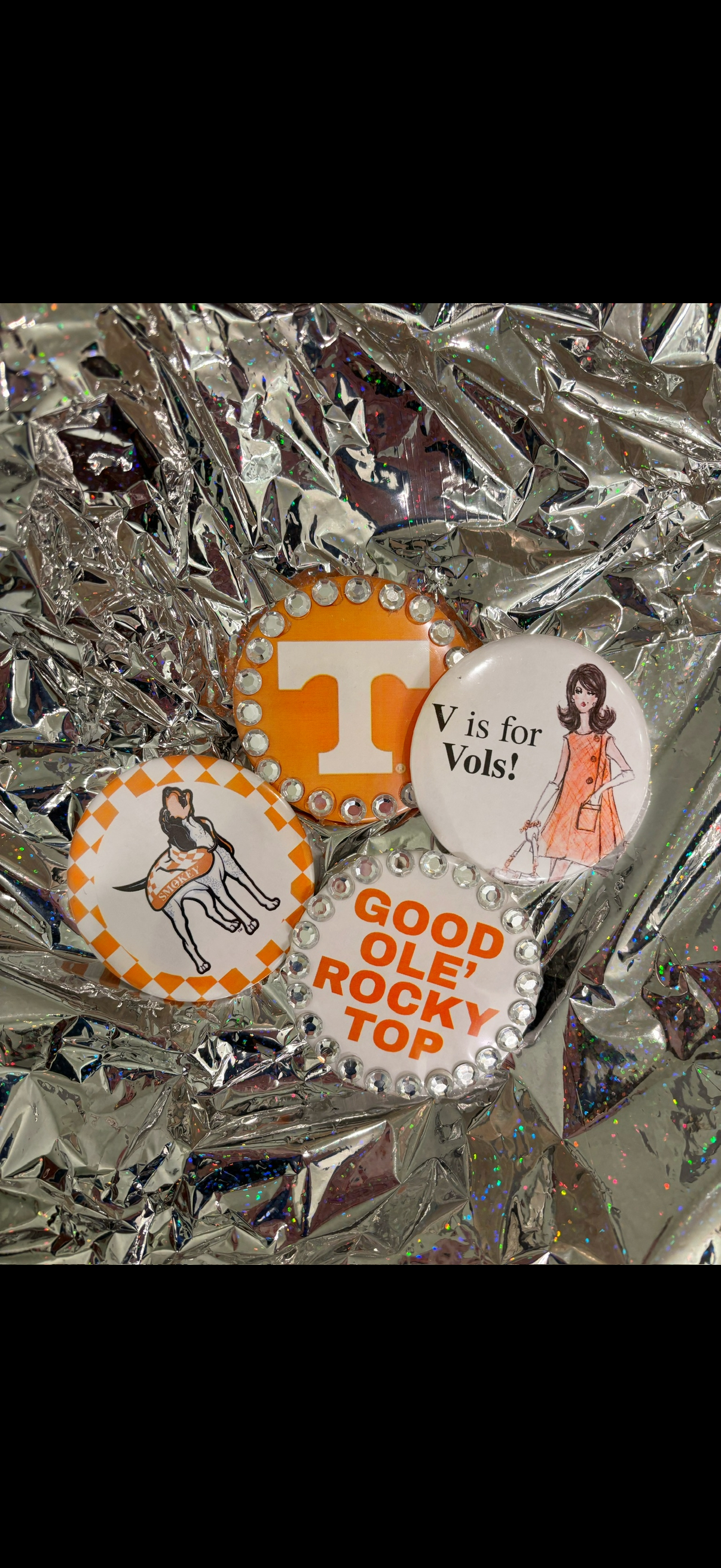 Custom Tennessee Vols rhinestone buttons